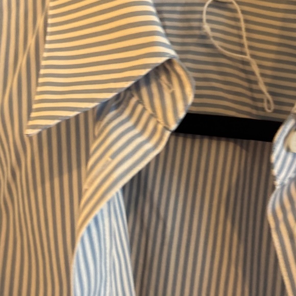 Lafayette 148 New York Blue and White Striped Shirt - Picture 11 of 16